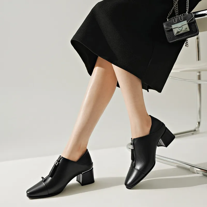 BOSSSUNWEN Chunky Heel High Heels Women's Black-5