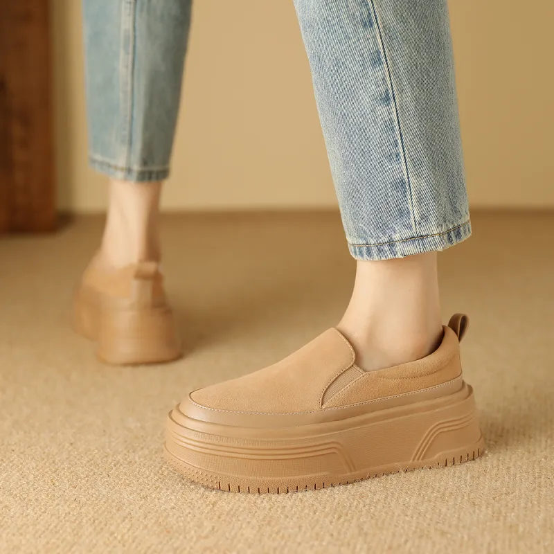 BOSSSUNWEN Low Top Skateboard Shoes Women's Apricot-8