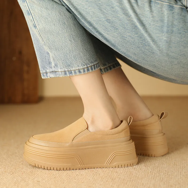 BOSSSUNWEN Low Top Skateboard Shoes Women's Apricot-5