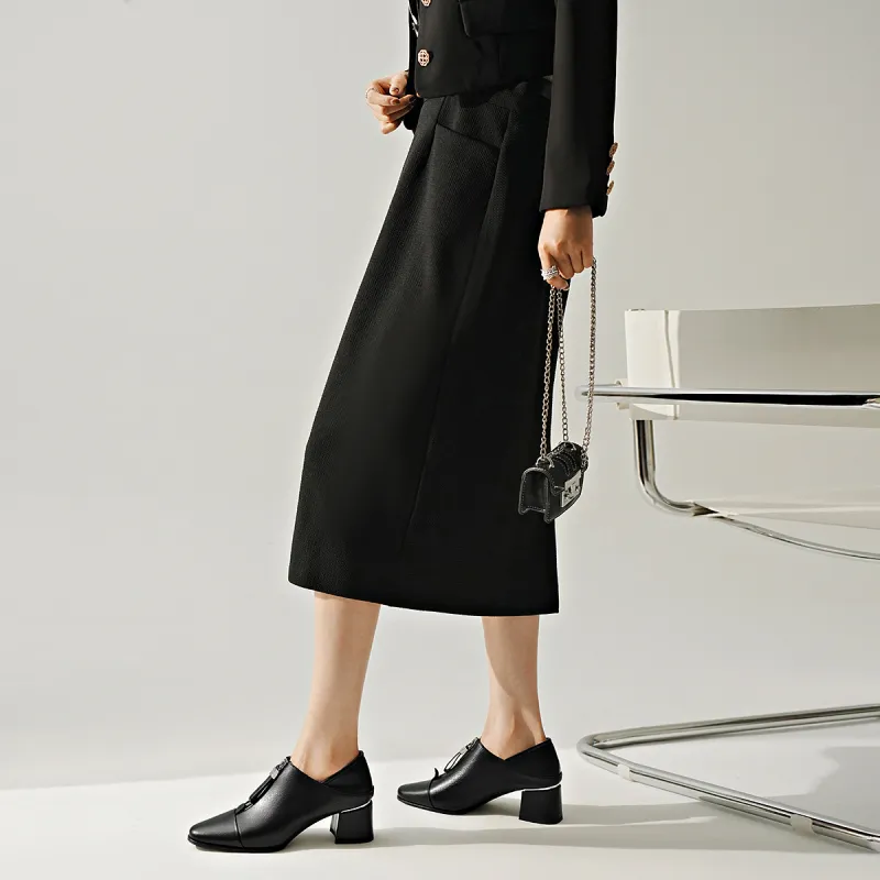 BOSSSUNWEN Chunky Heel High Heels Women's Black-8