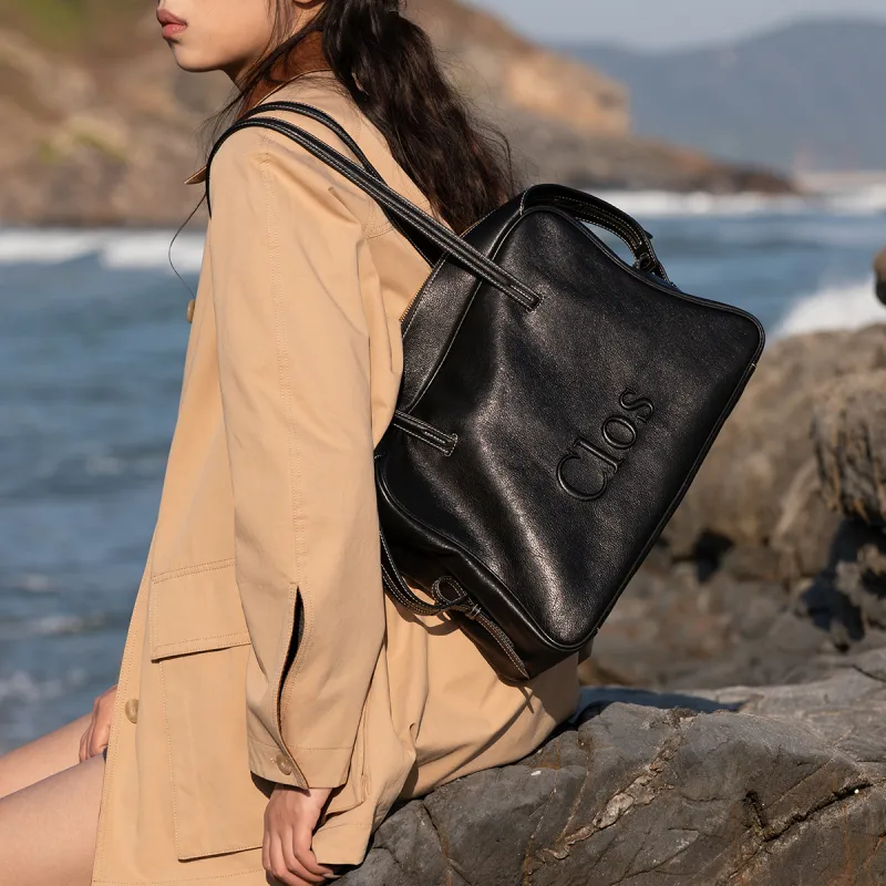 Clos Vegetable Tanned Cow Leather Commute One Shoulder Briefcase Women's Caramel Brown/Apricot/Black-16