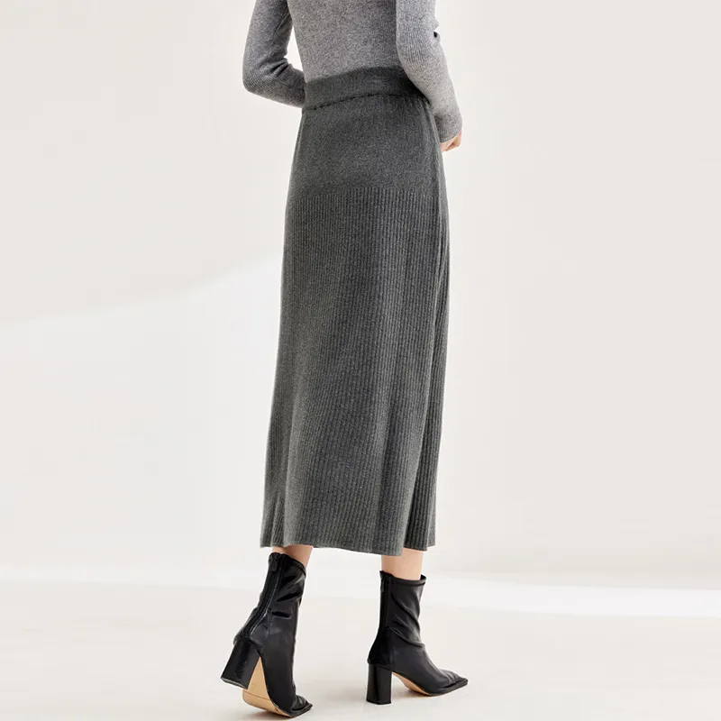 SENTUBILA Knit Long Skirt Women's Gold Brown-17