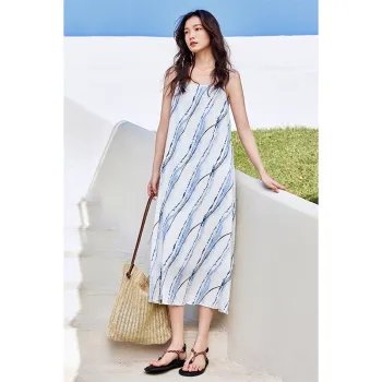 SENTUBILA Slip Dress Women's White Base With Multicolor