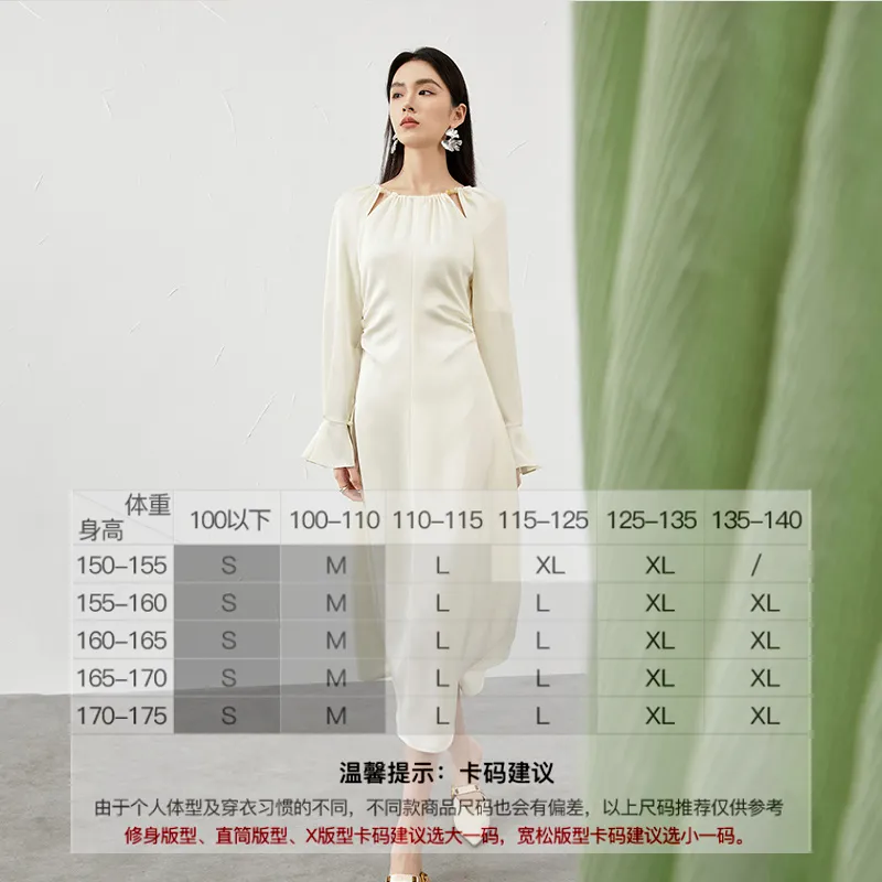 SENTUBILA Long Sleeved Dresses Women's Apricot-5