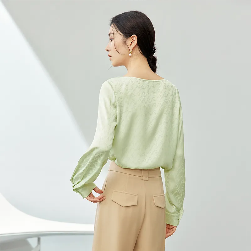 SENTUBILA Chiffon Shirts Women's Green-5