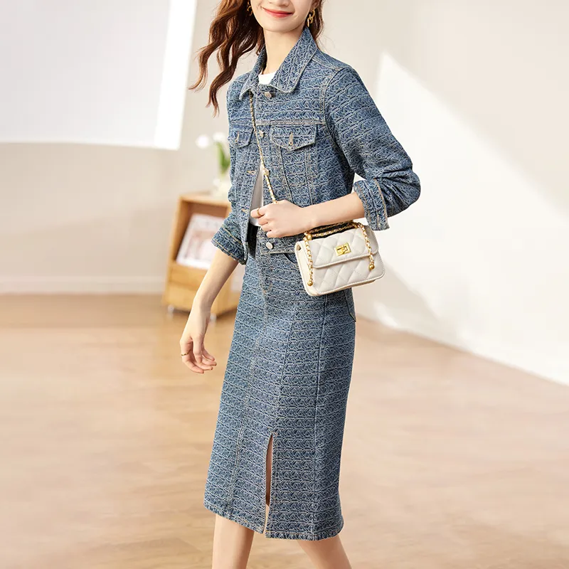 SENTUBILA Casual Suit Women's Denim Dark Blue-3