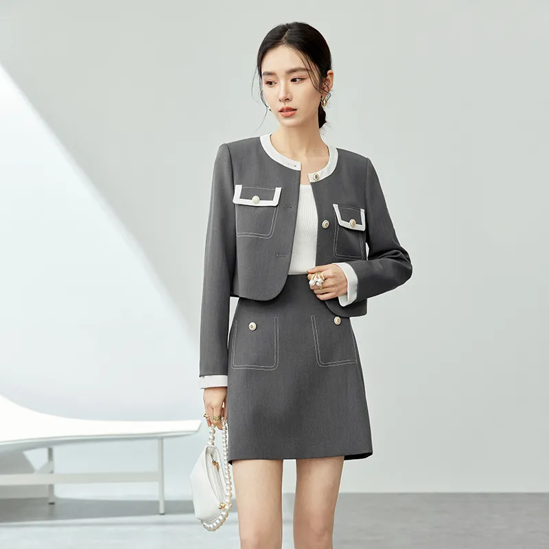SENTUBILA Two Piece Skirt Sets Women's Mountain Gray-4