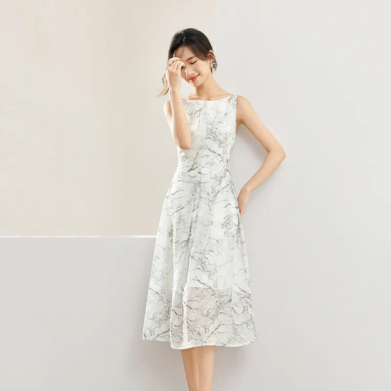 SENTUBILA Slip Dress Women's White Marble-2
