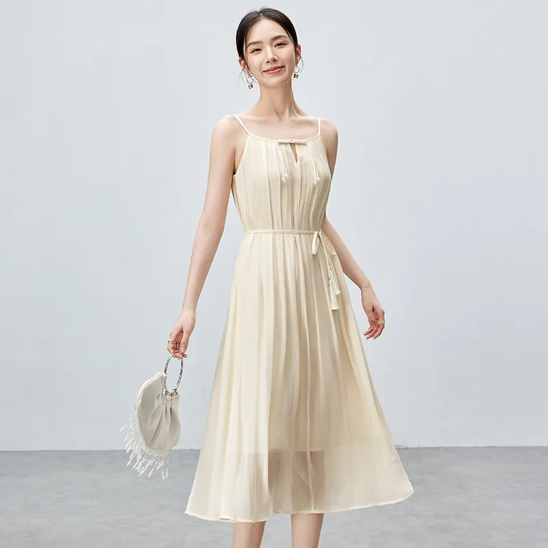 SENTUBILA Slip Dresses Women's Birch Apricot-3