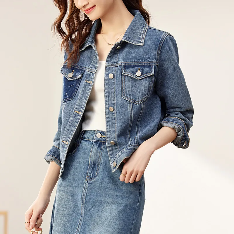 SENTUBILA Denim Jackets Women's Denim Blue-3