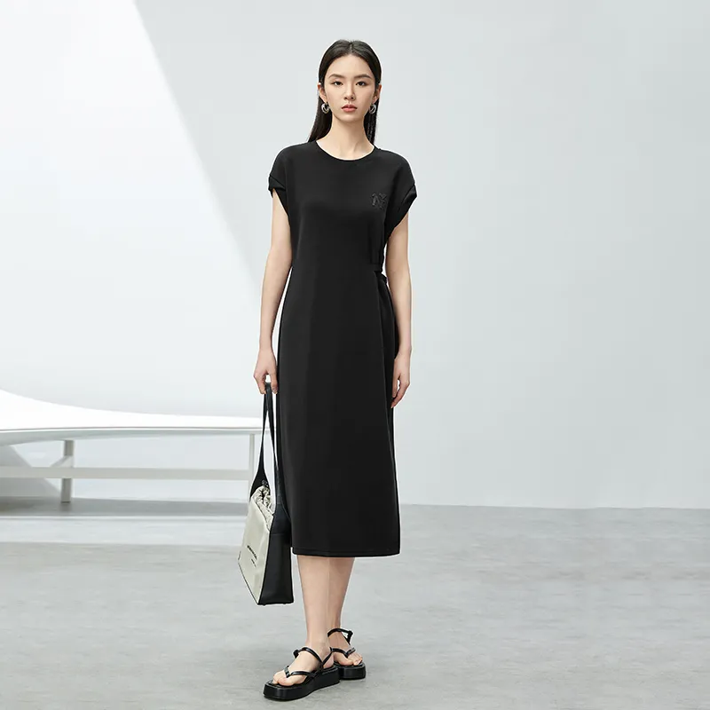 SENTUBILA Short Sleeved Dresses Women's Classic Black-4