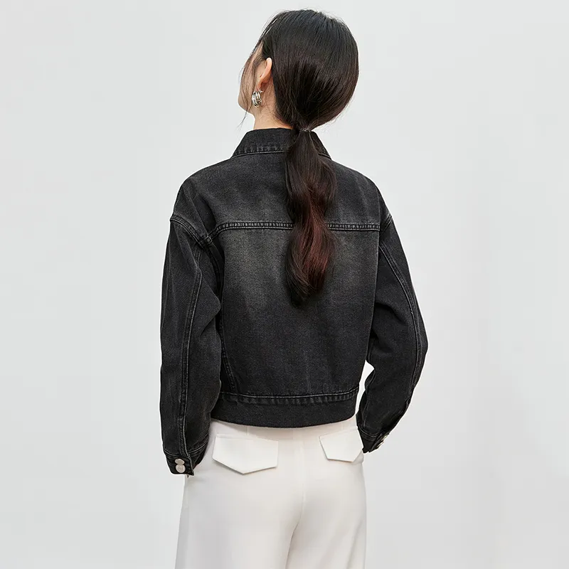SENTUBILA Denim Jacket Women's Elegant Black-2