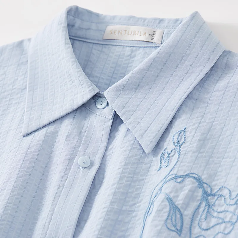 SENTUBILA Shirt Women's Gray Blue-5