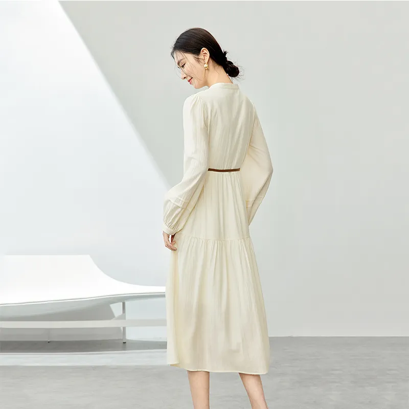 SENTUBILA Long Sleeved Dresses Women's Apricot-4