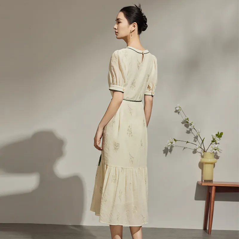 SENTUBILA Short Sleeved Dresses Women's Apricot-4
