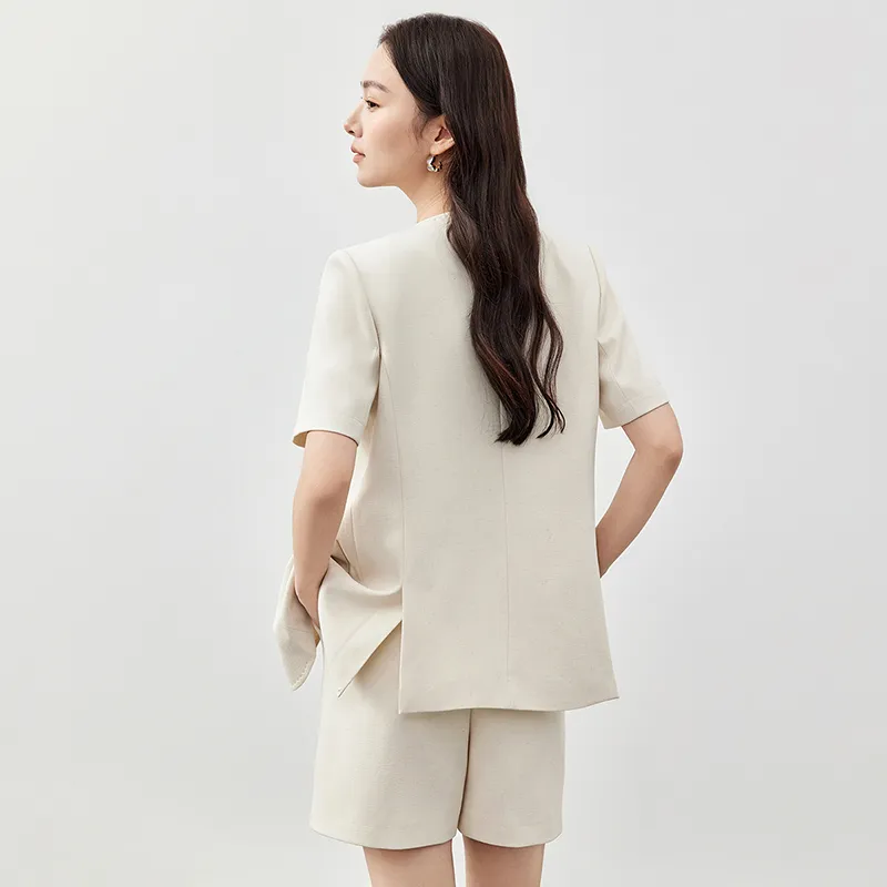 SENTUBILA Casual Suits Women's Beige Apricot-3