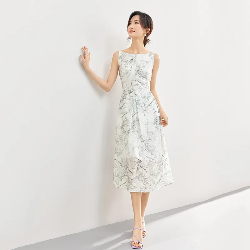 SENTUBILA Slip Dress Women's White Marble-3