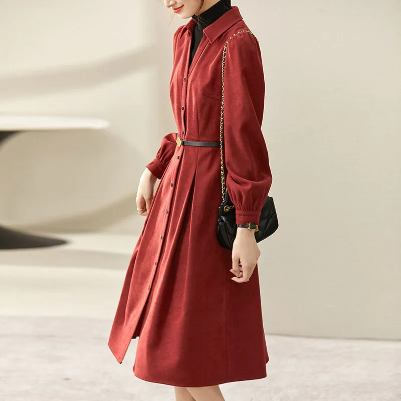 SENTUBILA Long Sleeved Dresses Women's Red & Black-4
