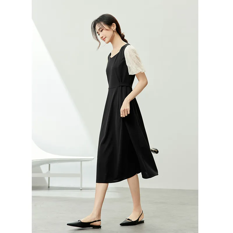 SENTUBILA Short Sleeved Dresses Women's Black-3