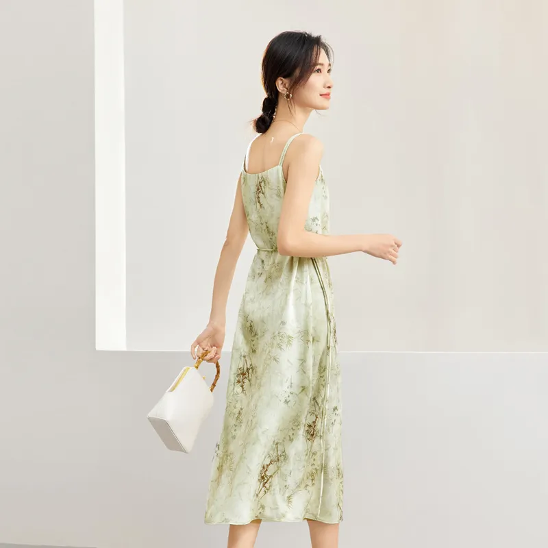 SENTUBILA Slip Dresses Women's Dark Bamboo Green-6