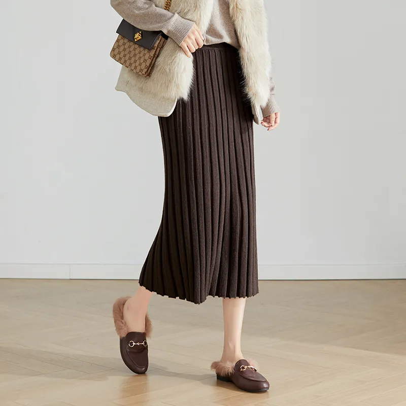 SENTUBILA Casual Long Skirts Women's Tea Brown-2