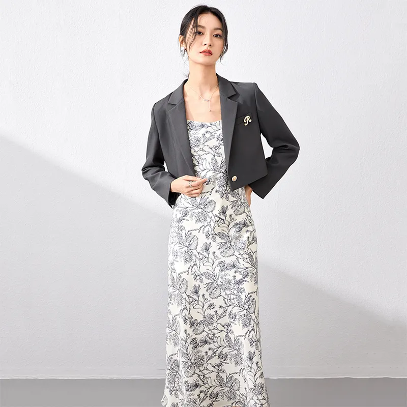 SENTUBILA Business Suits Women's Gray With Multicolor-5