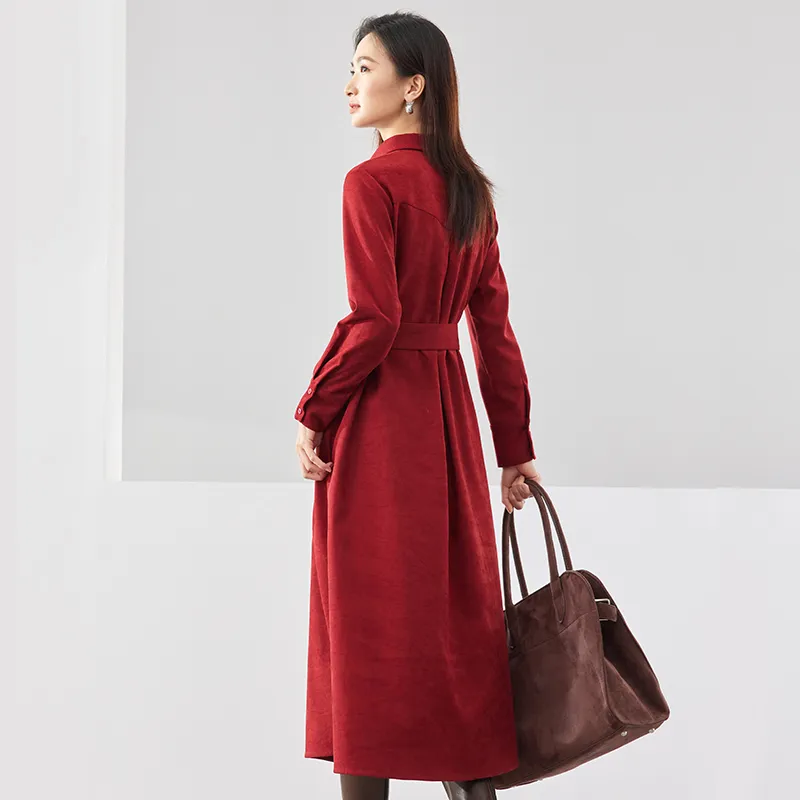 SENTUBILA Long Sleeved Dress Women's Burgundy-3
