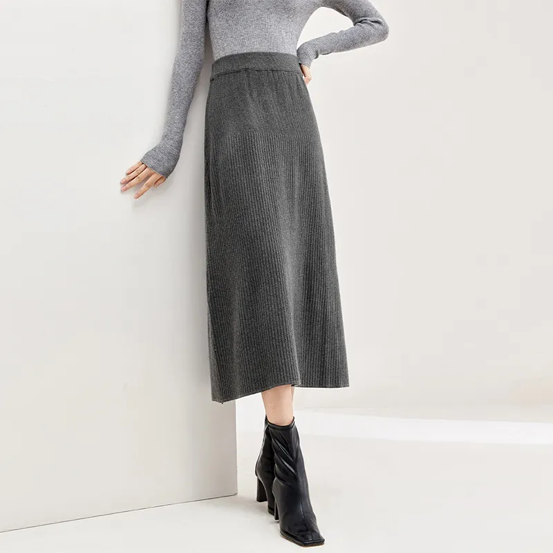 SENTUBILA Knit Long Skirt Women's Gold Brown-15