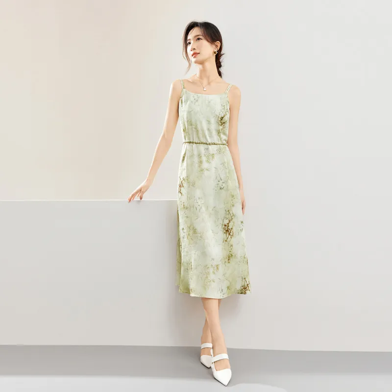 SENTUBILA Slip Dresses Women's Dark Bamboo Green-7