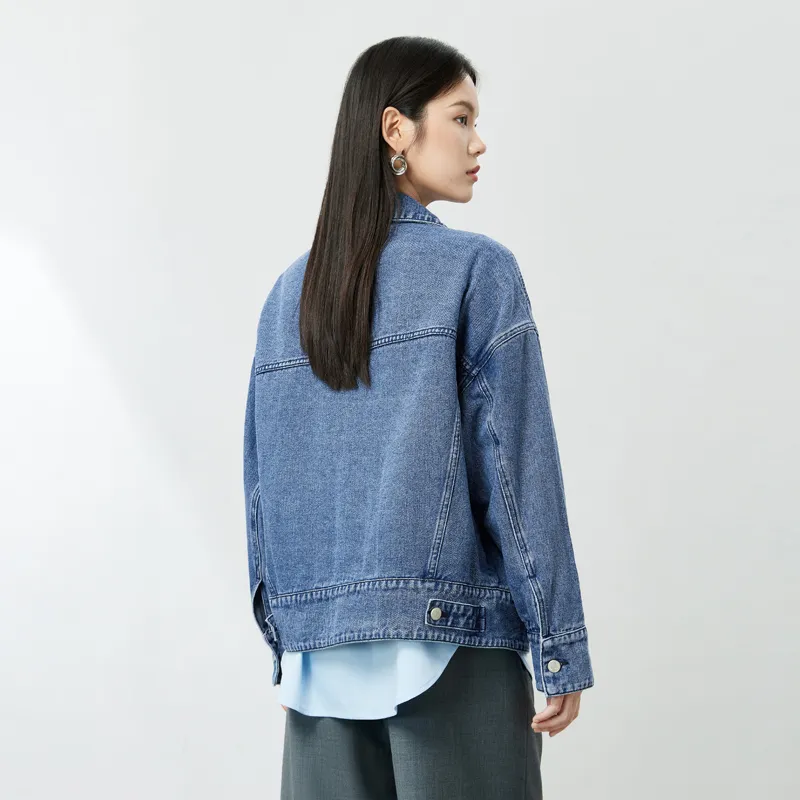 SENTUBILA Denim Jackets Women's Aquatic Blue-4