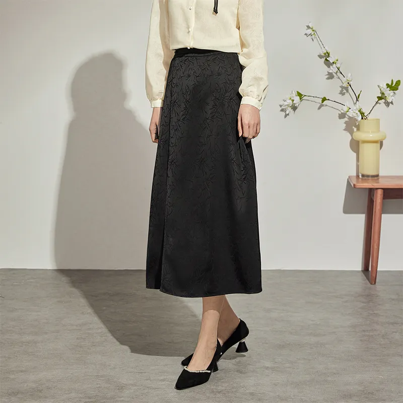 SENTUBILA Casual Long Skirts Women's Elegant Black-5