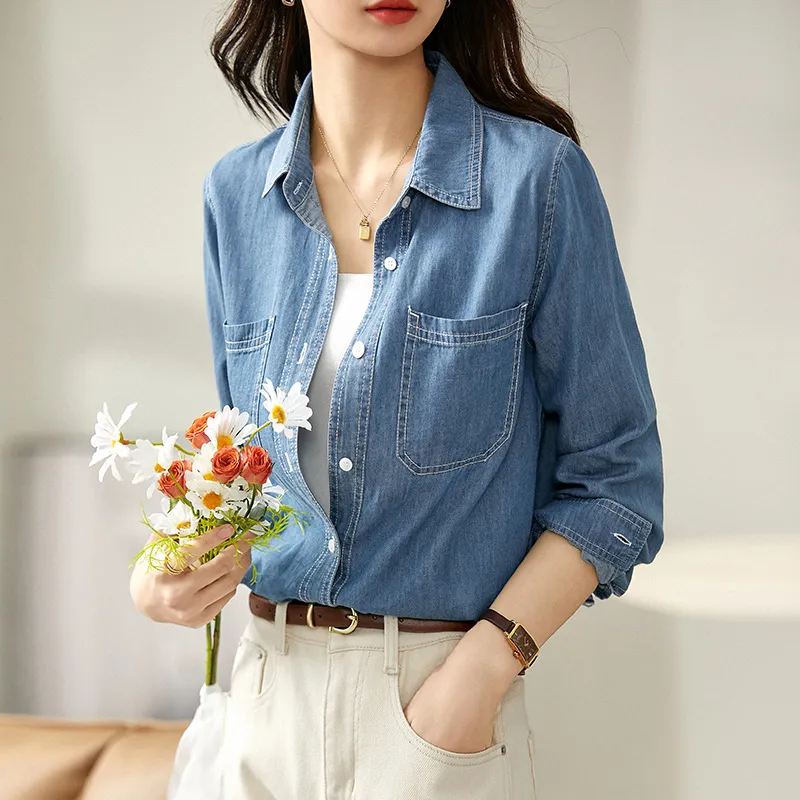 SENTUBILA Shirts Women's Denim Blue-3