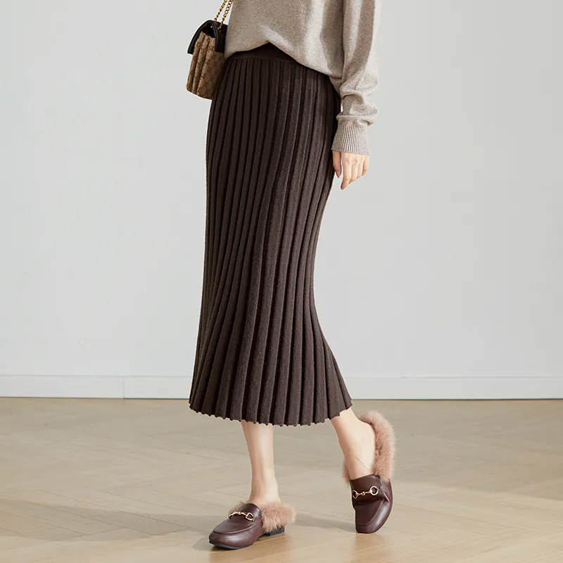 SENTUBILA Casual Long Skirts Women's Tea Brown-3