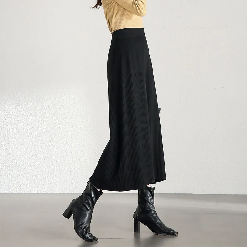 SENTUBILA Knit Long Skirt Women's Gold Brown-11