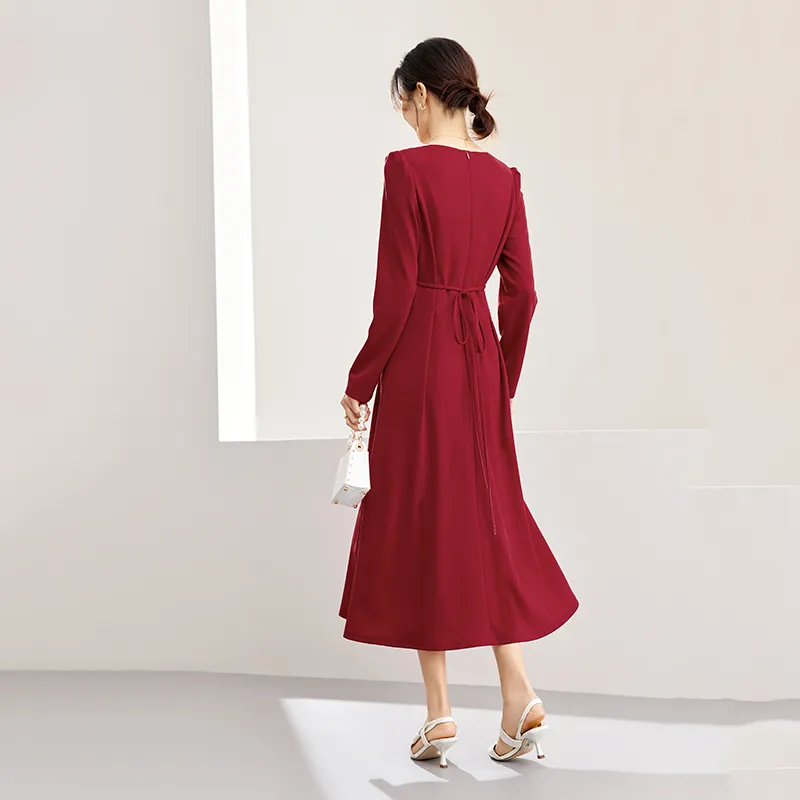 SENTUBILA Long Sleeved Dresses Women's Red-1