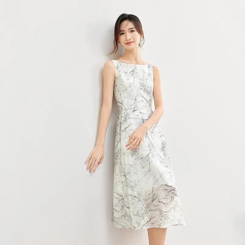 SENTUBILA Slip Dress Women's White Marble-4