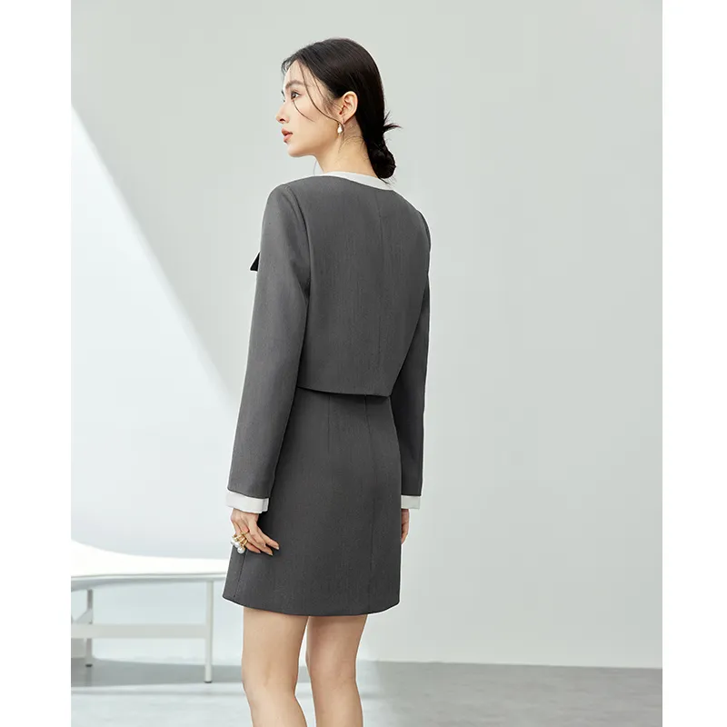SENTUBILA Two Piece Skirt Sets Women's Mountain Gray-5