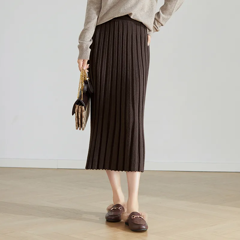 SENTUBILA Casual Long Skirts Women's Tea Brown-4