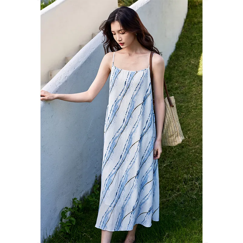 SENTUBILA Slip Dress Women's White Base With Multicolor-5