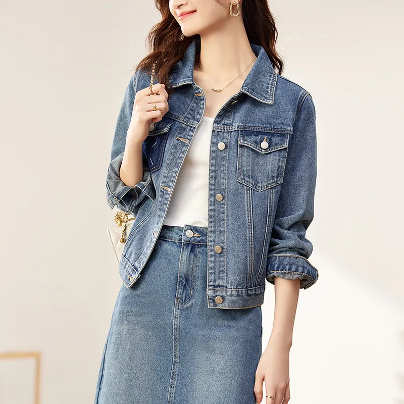 SENTUBILA Denim Jackets Women's Denim Blue-2