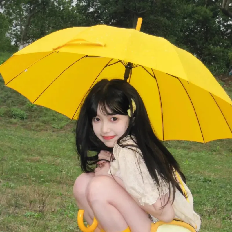 Where The Lamb Yellow Long Handle Umbrella-1