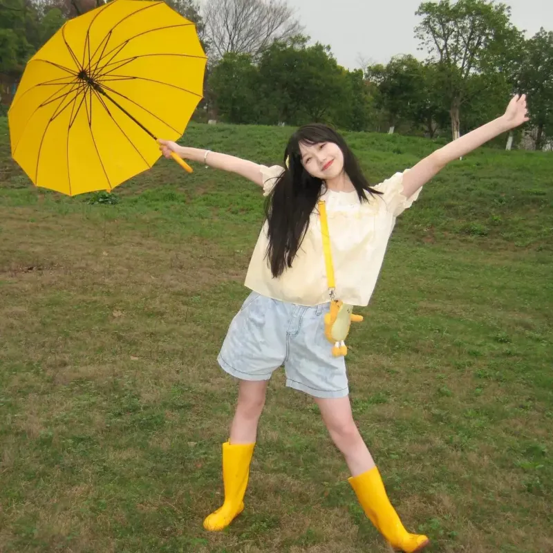 Where The Lamb Yellow Long Handle Umbrella-3