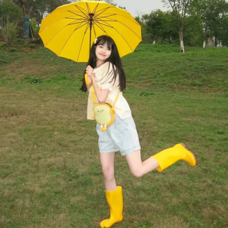 Where The Lamb Yellow Long Handle Umbrella-4
