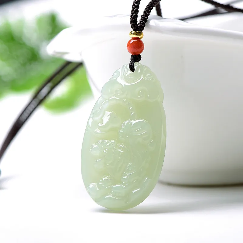 MARY WINDSOR Hetian Jade Pendants Pale Greenish White Jade Unisex-5