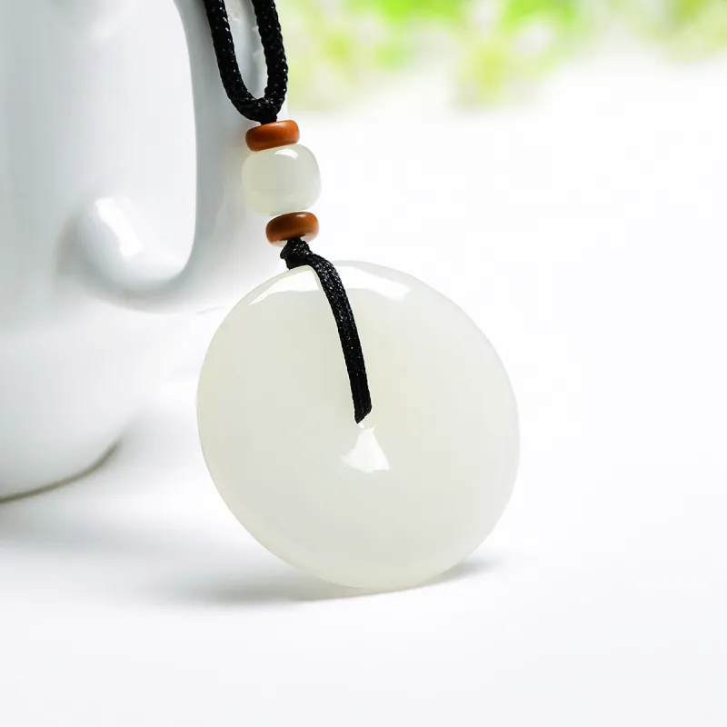 MARY WINDSOR Hetian Jade Peace Buckle Pendant Pale Greenish White Jade Unisex-1