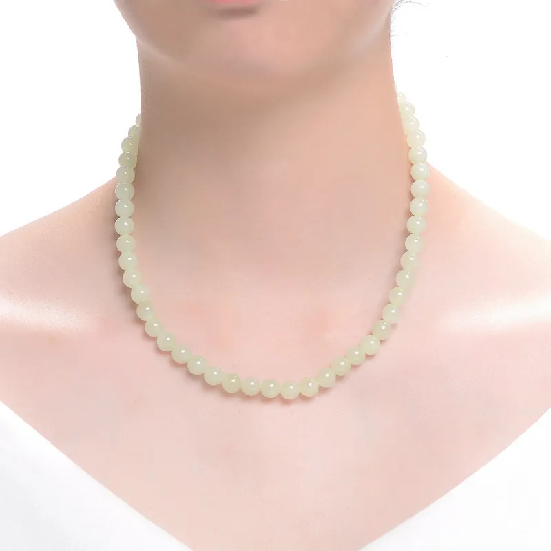 MARY WINDSOR Hetian Jade Clear Water Necklace Pale Greenish White Jade Women's-3