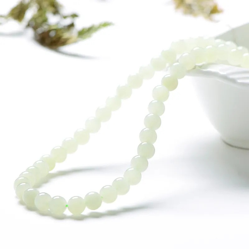 MARY WINDSOR Hetian Jade Clear Water Necklace Pale Greenish White Jade Women's-5