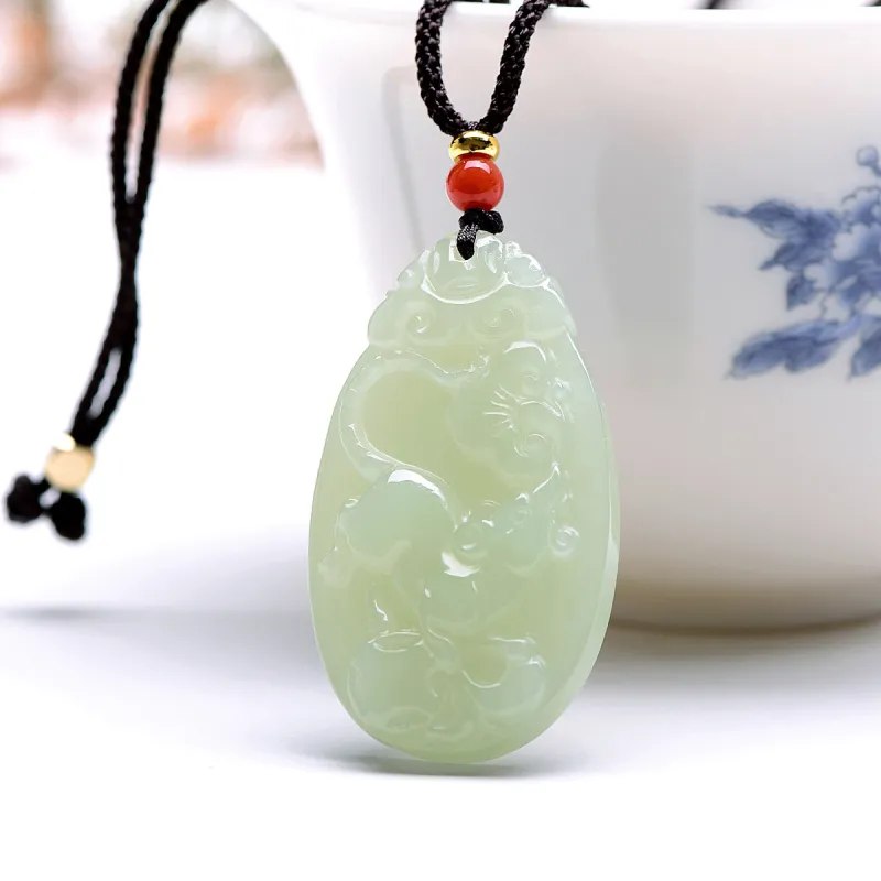 MARY WINDSOR Hetian Jade Pendants Pale Greenish White Jade Unisex-4