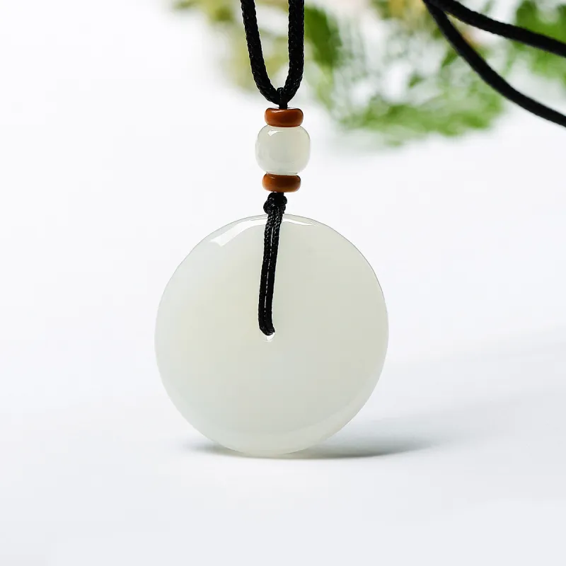 MARY WINDSOR Hetian Jade Peace Buckle Pendant Pale Greenish White Jade Unisex-4
