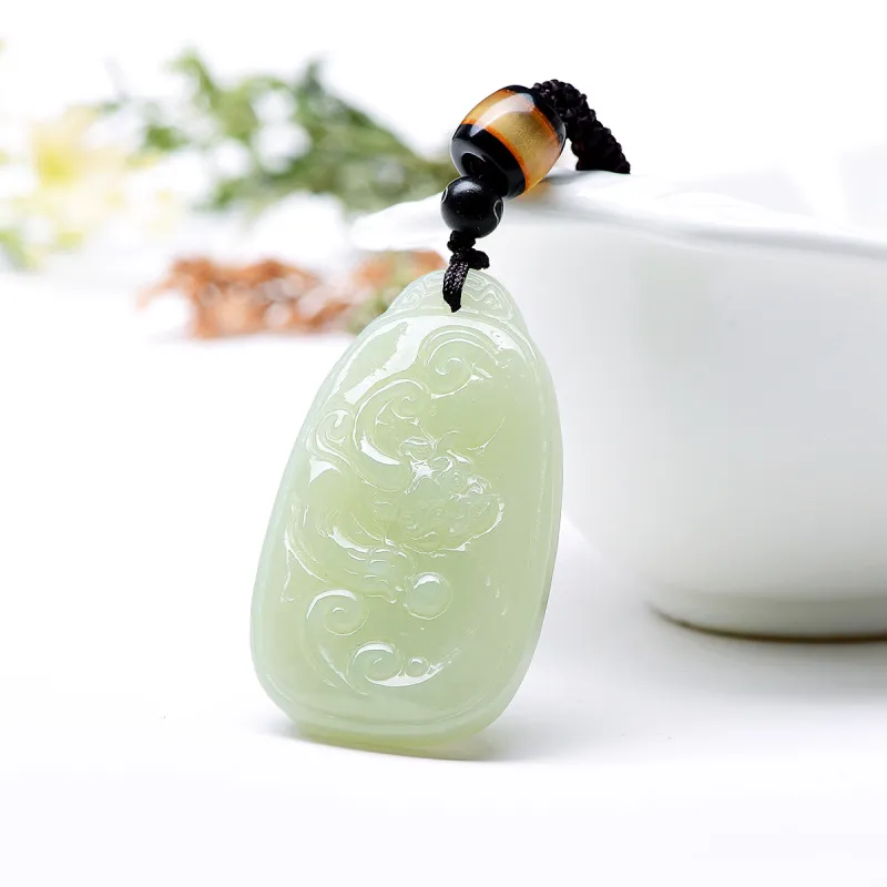 MARY WINDSOR Hetian Jade Necklaces Pale Greenish White Jade Unisex-4